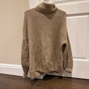 Splendid Tan Oversized Turtleneck Sweater